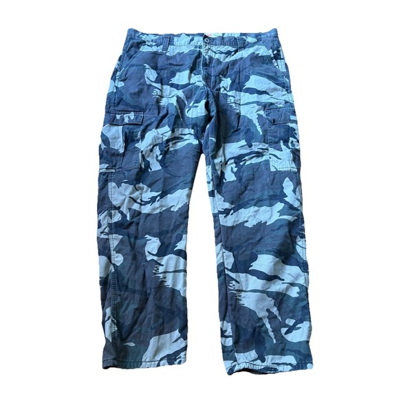 Wrangler Other - Wrangler Camouflage Cargo Pants Mens 40x30 Green Camo Fleece Lined